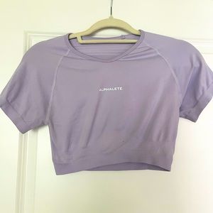 Amplify V Neck Crop Top Misty Lilac